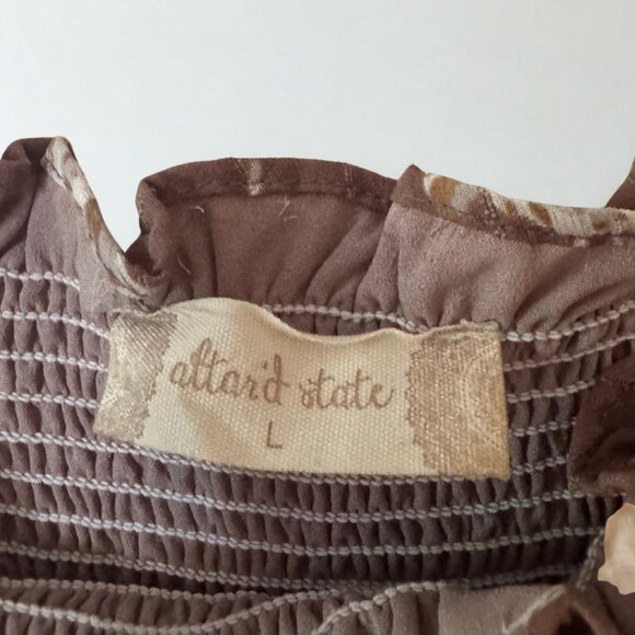 Altar’d State Ania Smocked Floral Maxi Dress Brown Boho Cottagecore L - Picture 2 of 4